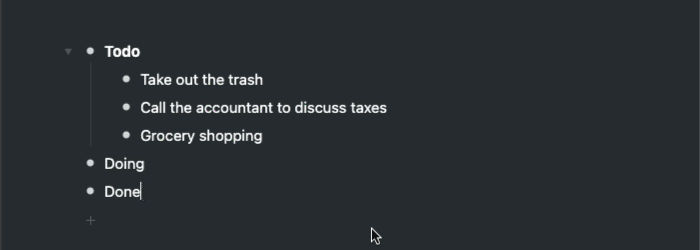Dragging a Workflowy list item into a new position