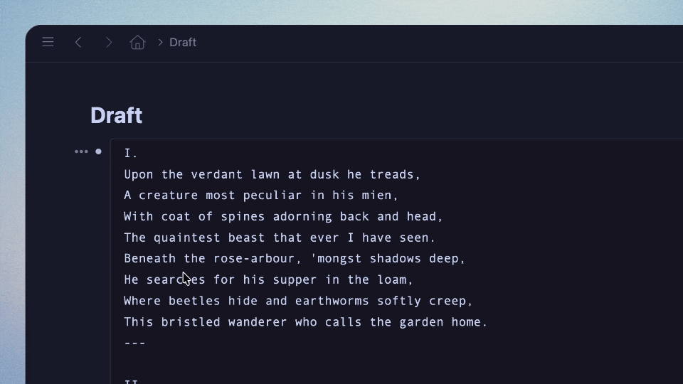 Code block formatting update